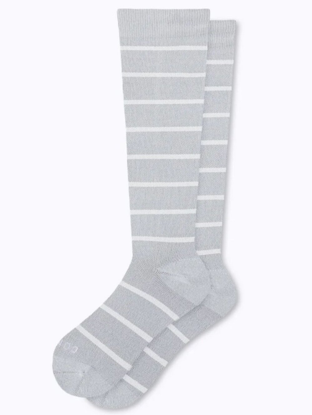 EUC Comrad Knee High Compression Socks (20-30mmHg), gray and white stripes, XL